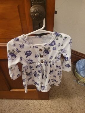 Girls White Top with Purple Floral Dress